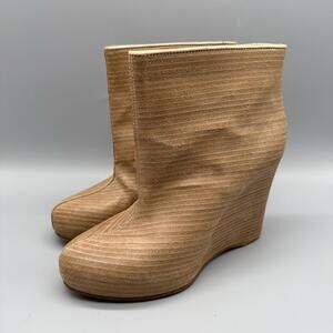 Maison Martin Margiela RARE Wood Look Wedge Ankle Boots Booties Size 39 $1,295